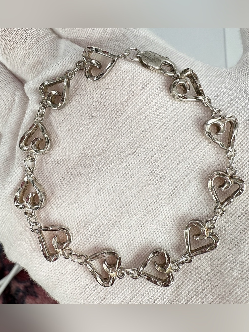 Sterling  Silver Open Heart Link Bracelet!